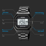 SKMEI 1875 Orologio elettronico da esterno da uomo con cronometraggio multifunzione, stile:, 1875 Steel Band Black Machine, 1875 Silicone Band White Machine, 1875 Silicone Band Black Machine, 1875 Steel Band White Machine