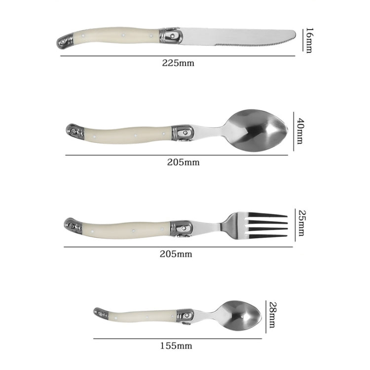 Coltello, forchetta, cucchiaio in acciaio inossidabile, manico in plastica, stoviglie occidentali, 3 In 1, 4 In 1, 6 Knives, 6 Forks, 6 Spoons, 6 Tea Spoons