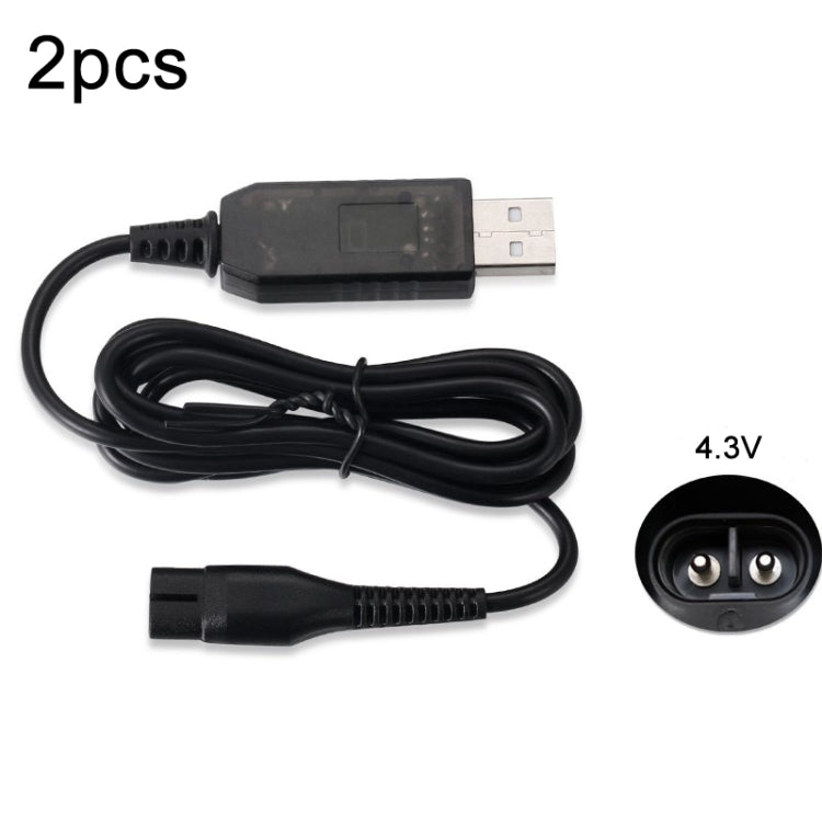 Cavo di alimentazione per caricabatterie USB 2 pezzi A00390 da 4,3 V per rasoio PHILIPS RQ310 S510 YQ300 S100, 2pcs A00390 USB Plug