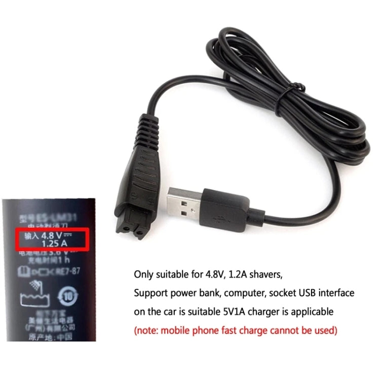 Cavo di ricarica USB 3 pezzi 4,8 V 1,25 A per rasoio elettrico Panasonic ES-LM31 ES-PLM3B, 4.8V 1.25A USB Plug