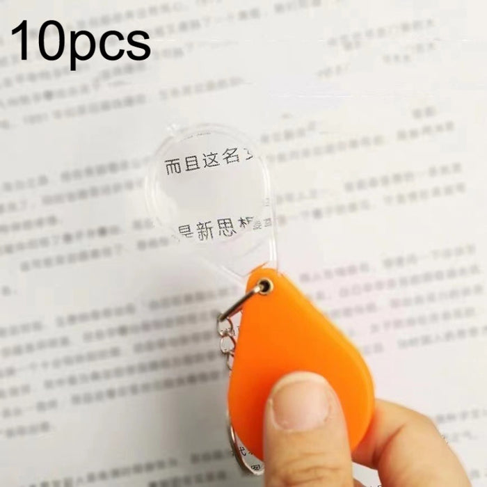 10pcs 10XFold Gli studenti domestici portatili e gli anziani tengono il portachiavi con mini lente d'ingrandimento HD, 10pcs(32mm)