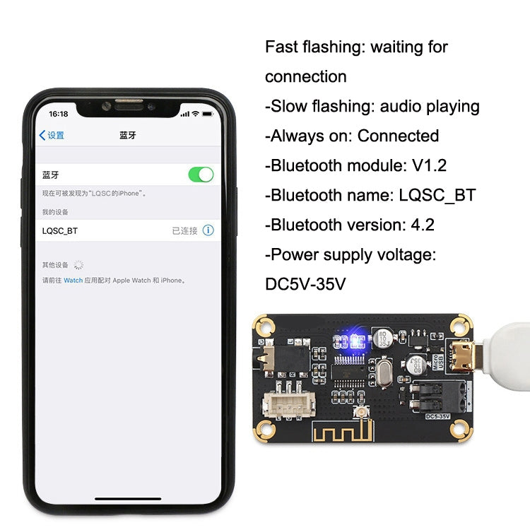 AS1711BT MP3 Decoder Board Bluetooth4.2 DIY Speaker Power Amplifier Board Non-destructive Vehicle Audio Receiver Module,AS1711BT