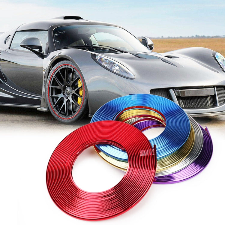 W12 8m/roll Striscia decorativa galvanica per ruota riflettente universale per auto, 1roll Electroplating Gold, 1roll Electroplating Silver, 1roll Electroplating Purple, 1roll Electroplating Red, 1roll Electroplating Blue