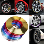 W12 8m/roll Striscia decorativa galvanica per ruota riflettente universale per auto, 1roll Electroplating Gold, 1roll Electroplating Silver, 1roll Electroplating Purple, 1roll Electroplating Red, 1roll Electroplating Blue