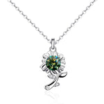 XMA033 Monili d'argento del pendente del fiore del girasole di Moissanite della collana 925, Green, White, Champagne Yellow