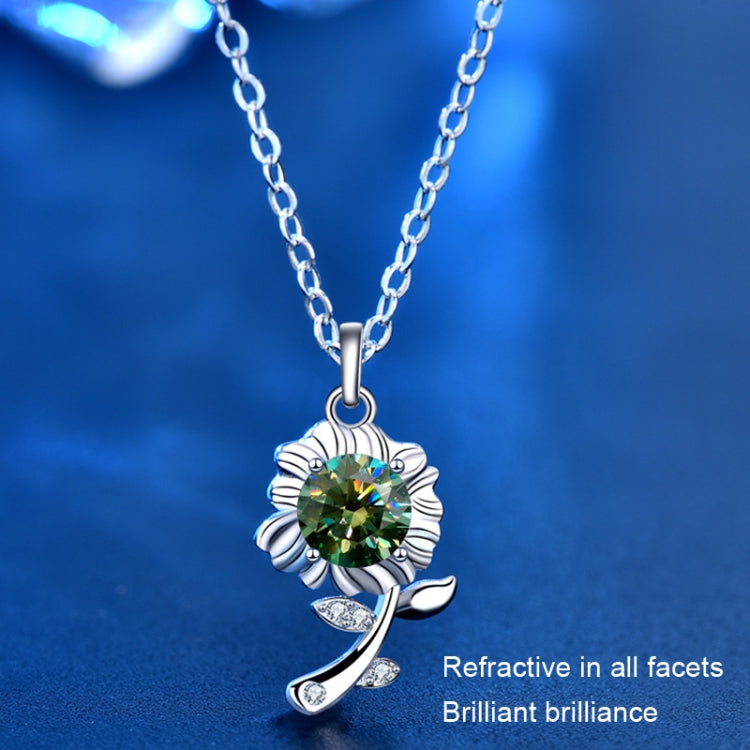 XMA033 Monili d'argento del pendente del fiore del girasole di Moissanite della collana 925, Green, White, Champagne Yellow