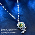 XMA033 Monili d'argento del pendente del fiore del girasole di Moissanite della collana 925, Green, White, Champagne Yellow