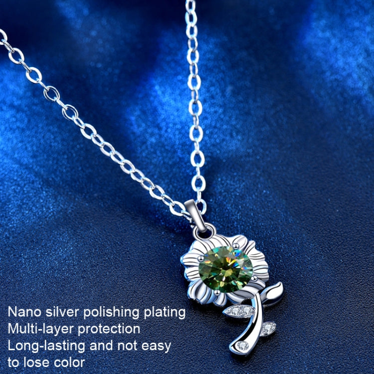 XMA033 Monili d'argento del pendente del fiore del girasole di Moissanite della collana 925, Green, White, Champagne Yellow