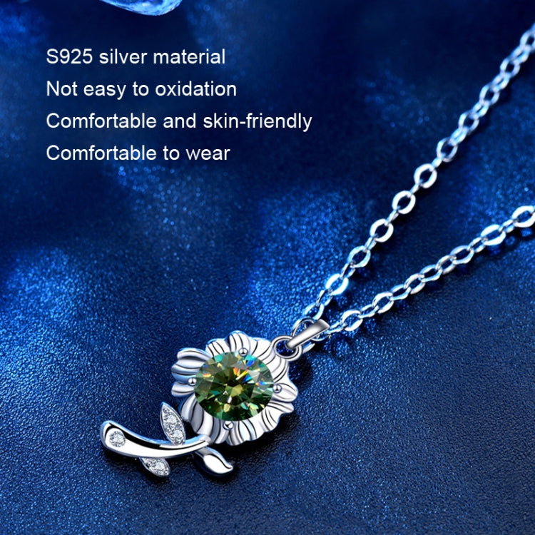 XMA033 Monili d'argento del pendente del fiore del girasole di Moissanite della collana 925, Green, White, Champagne Yellow