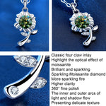 XMA033 Monili d'argento del pendente del fiore del girasole di Moissanite della collana 925, Green, White, Champagne Yellow