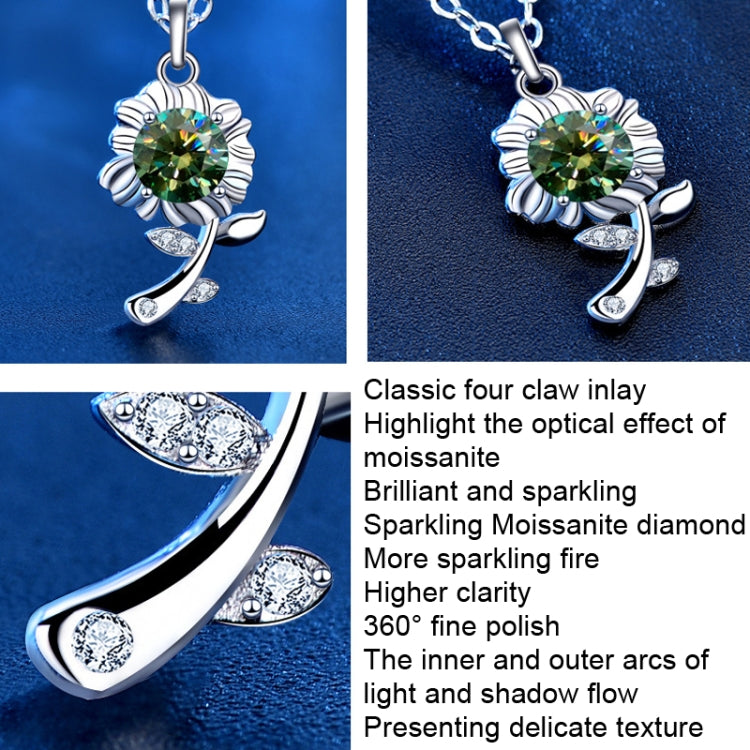 XMA033 Monili d'argento del pendente del fiore del girasole di Moissanite della collana 925, Green, White, Champagne Yellow