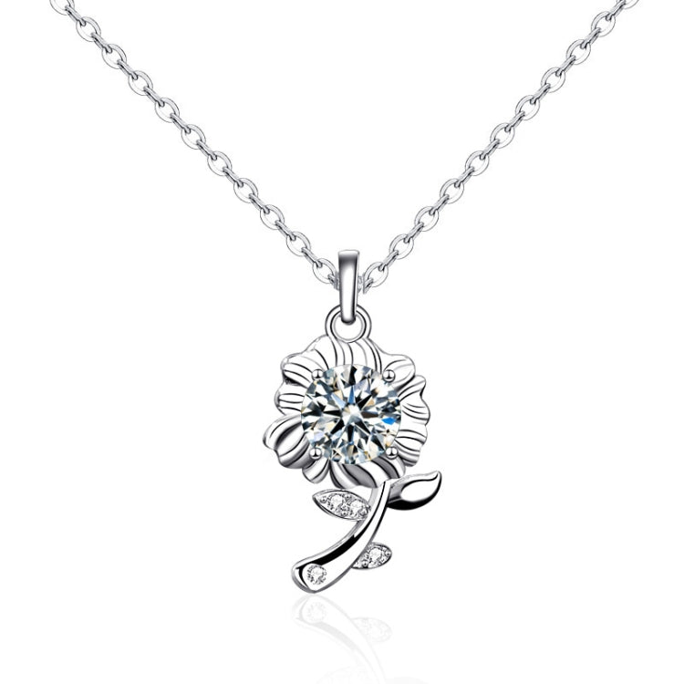 XMA033 Monili d'argento del pendente del fiore del girasole di Moissanite della collana 925, Green, White, Champagne Yellow