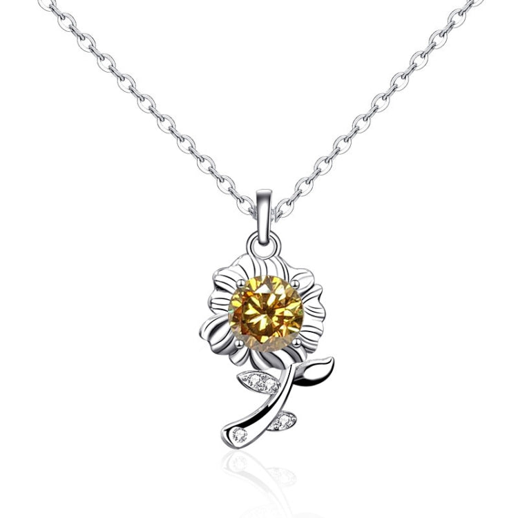 XMA033 Monili d'argento del pendente del fiore del girasole di Moissanite della collana 925, Green, White, Champagne Yellow