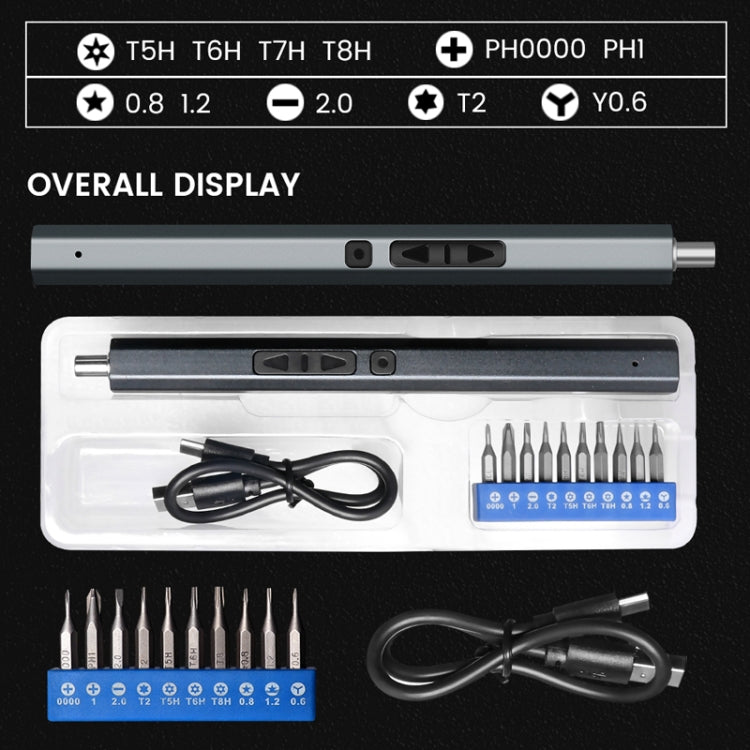 11 in 1 Mini Rechargeable Electric Screwdriver Set with 3 LED Lighting, 11 In 1 Blue