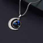 5pcs Collana in acciaio al titanio con luna zodiacale luminosa Ciondolo luna personalizzato, Necklace Aquarius, Necklace Pisces, Necklace Aries, Necklace Taurus, Necklace Gemini, Necklace Cancer, Necklace Leo, Necklace Virgo, Necklace Libra            ...