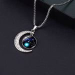 5pcs Collana in acciaio al titanio con luna zodiacale luminosa Ciondolo luna personalizzato, Necklace Aquarius, Necklace Pisces, Necklace Aries, Necklace Taurus, Necklace Gemini, Necklace Cancer, Necklace Leo, Necklace Virgo, Necklace Libra            ...