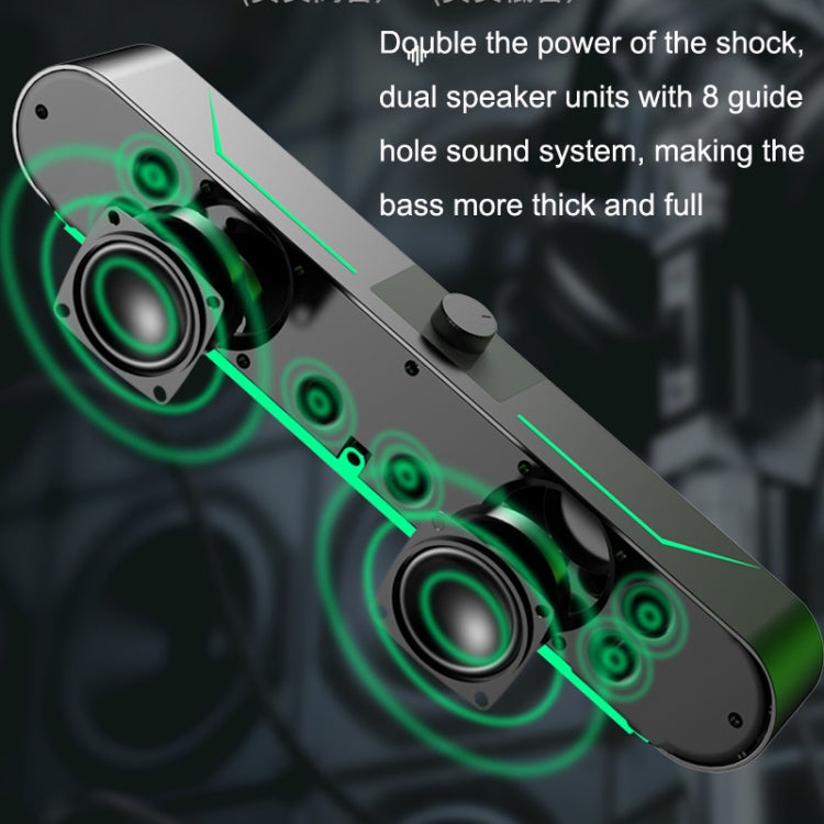 Altoparlanti per computer stereo HIFI luminosi a LED Audio cablato per giochi lunghi, A39 Wired (Black)