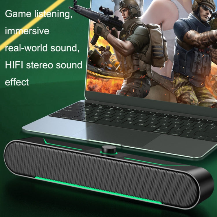 Altoparlanti per computer stereo HIFI luminosi a LED Audio cablato per giochi lunghi, A39 Wired (Black)