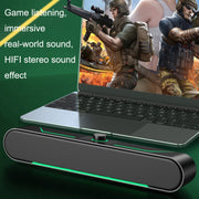 Altoparlanti per computer stereo HIFI luminosi a LED Audio cablato per giochi lunghi, A39 Wired (Black)