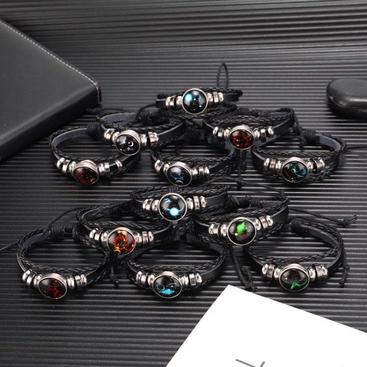 Bracciale in pelle bovina con perline multistrato da 10 costellazioni da 10 pezzi, stile:, Bracelet Pisces Ordinary, Bracelet Leo Luminous, Bracelet Gemini Luminous, Bracelet Sagittarius Luminous, Bracelet Aries Luminous, Bracelet Pisces Luminous      ...