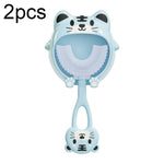 S8 2 pezzi spazzolino manuale in silicone a forma di U per animali da cartone animato per bambini per 2-12 anni