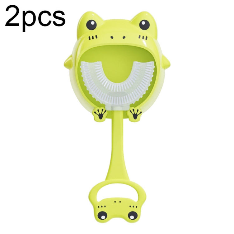 S8 2 pezzi spazzolino manuale in silicone a forma di U per animali da cartone animato per bambini per 2-12 anni