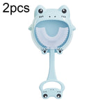 S8 2 pezzi spazzolino manuale in silicone a forma di U per animali da cartone animato per bambini per 2-12 anni