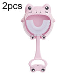 S8 2 pezzi spazzolino manuale in silicone a forma di U per animali da cartone animato per bambini per 2-12 anni