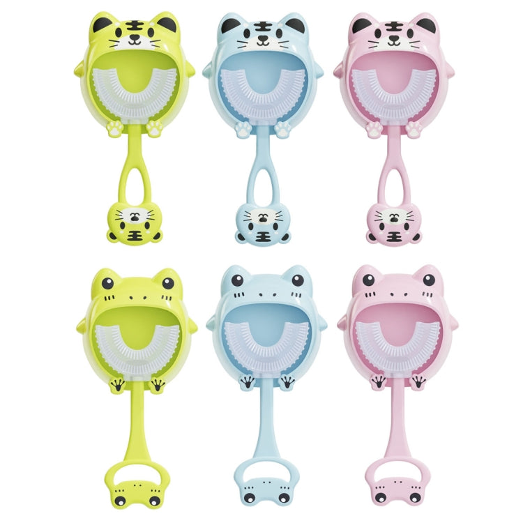 S8 2 pezzi spazzolino manuale in silicone a forma di U per animali da cartone animato per bambini per 2-12 anni