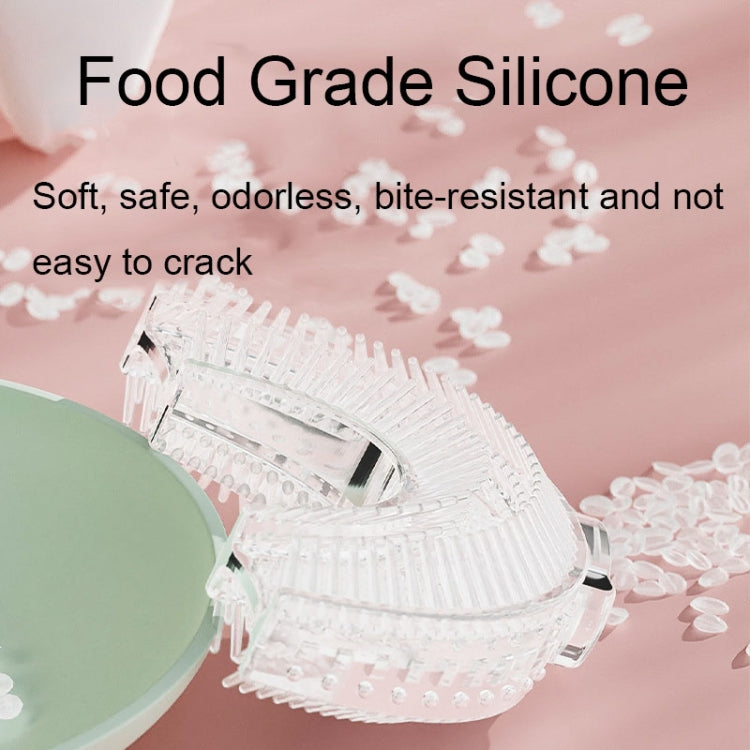 S8 2 pezzi spazzolino manuale in silicone a forma di U per animali da cartone animato per bambini per 2-12 anni