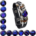 Braccialetto di corda intrecciata in pelle con luce notturna a dodici costellazioni, stile:, Aquarius, Pisces, Aries, Taurus, Gemini, Cancer, Leo, Virgo, Heaven, Scorpio, Sagittarius, Capricorn