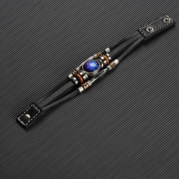 Braccialetto di corda intrecciata in pelle con luce notturna a dodici costellazioni, stile:, Aquarius, Pisces, Aries, Taurus, Gemini, Cancer, Leo, Virgo, Heaven, Scorpio, Sagittarius, Capricorn