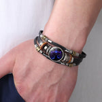 Braccialetto di corda intrecciata in pelle con luce notturna a dodici costellazioni, stile:, Aquarius, Pisces, Aries, Taurus, Gemini, Cancer, Leo, Virgo, Heaven, Scorpio, Sagittarius, Capricorn