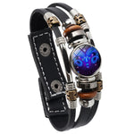 Braccialetto di corda intrecciata in pelle con luce notturna a dodici costellazioni, stile:, Aquarius, Pisces, Aries, Taurus, Gemini, Cancer, Leo, Virgo, Heaven, Scorpio, Sagittarius, Capricorn