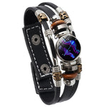 Braccialetto di corda intrecciata in pelle con luce notturna a dodici costellazioni, stile:, Aquarius, Pisces, Aries, Taurus, Gemini, Cancer, Leo, Virgo, Heaven, Scorpio, Sagittarius, Capricorn