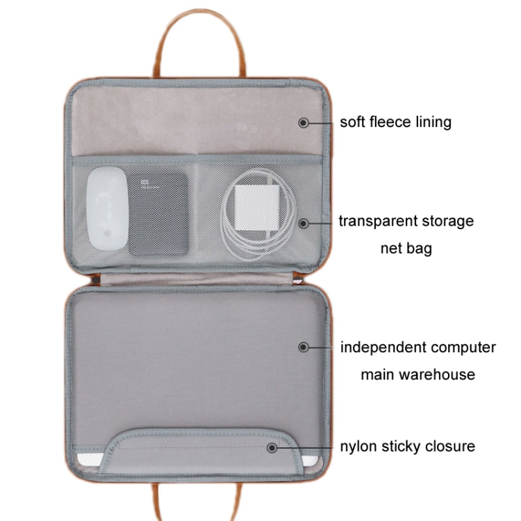 Borsa per computer portatile impermeabile completamente aperta in pelle Baona, 13/13.3 inches, 14 inches, 15/15.6/16 inches