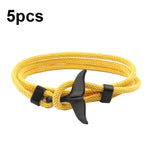 Braccialetto regolabile con doppia fibbia a corda intrecciata a mano intrecciata a coda di balena da 5 pezzi, 5pcs Yellow, 5pcs Red Wine, 5pcs Navy, 5pcs Khaki, 5pcs Red, 5pcs Black, 5pcs Light Blue, 5pcs Beige, 5pcs Pink