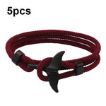 Braccialetto regolabile con doppia fibbia a corda intrecciata a mano intrecciata a coda di balena da 5 pezzi, 5pcs Yellow, 5pcs Red Wine, 5pcs Navy, 5pcs Khaki, 5pcs Red, 5pcs Black, 5pcs Light Blue, 5pcs Beige, 5pcs Pink