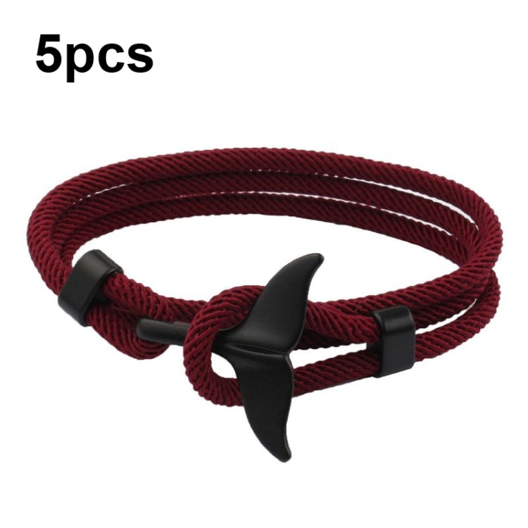 Braccialetto regolabile con doppia fibbia a corda intrecciata a mano intrecciata a coda di balena da 5 pezzi, 5pcs Yellow, 5pcs Red Wine, 5pcs Navy, 5pcs Khaki, 5pcs Red, 5pcs Black, 5pcs Light Blue, 5pcs Beige, 5pcs Pink