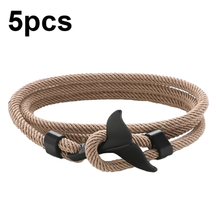 Braccialetto regolabile con doppia fibbia a corda intrecciata a mano intrecciata a coda di balena da 5 pezzi, 5pcs Yellow, 5pcs Red Wine, 5pcs Navy, 5pcs Khaki, 5pcs Red, 5pcs Black, 5pcs Light Blue, 5pcs Beige, 5pcs Pink