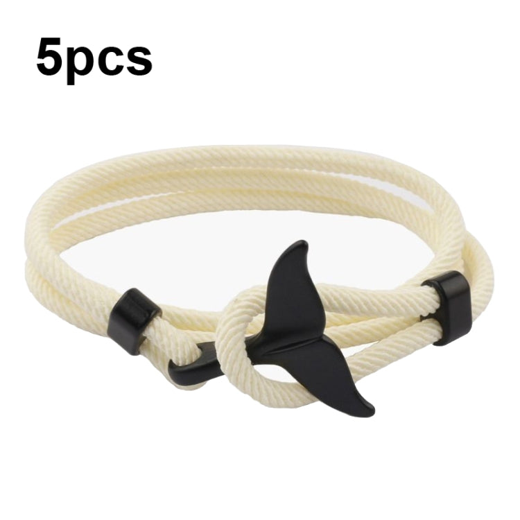 Braccialetto regolabile con doppia fibbia a corda intrecciata a mano intrecciata a coda di balena da 5 pezzi, 5pcs Yellow, 5pcs Red Wine, 5pcs Navy, 5pcs Khaki, 5pcs Red, 5pcs Black, 5pcs Light Blue, 5pcs Beige, 5pcs Pink