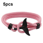 Braccialetto regolabile con doppia fibbia a corda intrecciata a mano intrecciata a coda di balena da 5 pezzi, 5pcs Yellow, 5pcs Red Wine, 5pcs Navy, 5pcs Khaki, 5pcs Red, 5pcs Black, 5pcs Light Blue, 5pcs Beige, 5pcs Pink