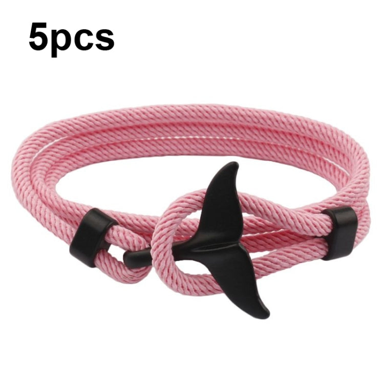 Braccialetto regolabile con doppia fibbia a corda intrecciata a mano intrecciata a coda di balena da 5 pezzi, 5pcs Yellow, 5pcs Red Wine, 5pcs Navy, 5pcs Khaki, 5pcs Red, 5pcs Black, 5pcs Light Blue, 5pcs Beige, 5pcs Pink