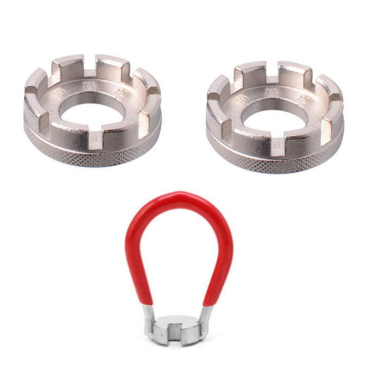 Set di chiavi per raggi per mountain bike in acciaio al cromo molibdeno, Silver 8 Port+Spoke Wrench, 4pcs/set Spoke Tools, Wrench+Spoke Wrench+Valve Core Lock+2 Tire Lever, Red Wrench+Silver 8 Port+Wrench, Blue Wrench+Silver 8 Port+Wrench              ...