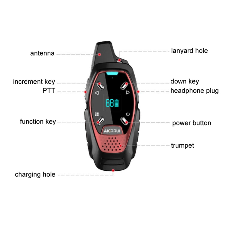 Walkie-talkie portatile mini con display LED e ricarica USB