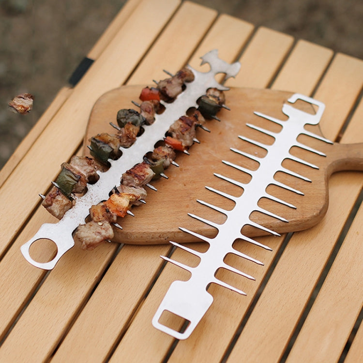 Bastone per barbecue in acciaio inossidabile 304 per bistecca all'aperto con lisca di pesce, Cat Face Style Barbecue Stick, Hook Style Barbecue Stick