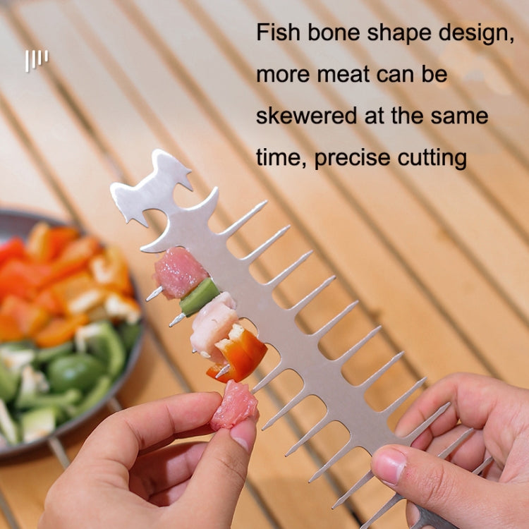 Bastone per barbecue in acciaio inossidabile 304 per bistecca all'aperto con lisca di pesce, Cat Face Style Barbecue Stick, Hook Style Barbecue Stick