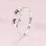 Anello romantico con apertura del gesto del cuore in argento sterling S925, SCR902