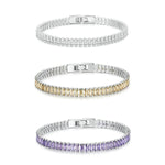 Bracciale con zirconi scintillanti Gioielli in rame placcato oro, YIB055-17L, YIB055-19L, YIB055-17LCP, YIB055-19LCP, YIB055-17LVT, YIB055-19LVT
