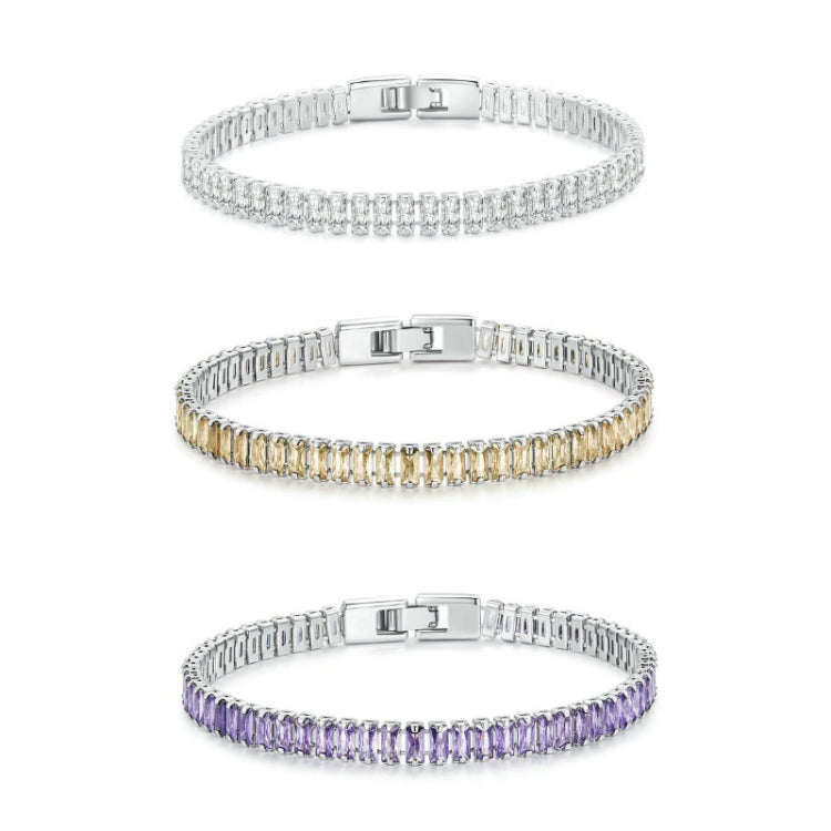 Bracciale con zirconi scintillanti Gioielli in rame placcato oro, YIB055-17L, YIB055-19L, YIB055-17LCP, YIB055-19LCP, YIB055-17LVT, YIB055-19LVT